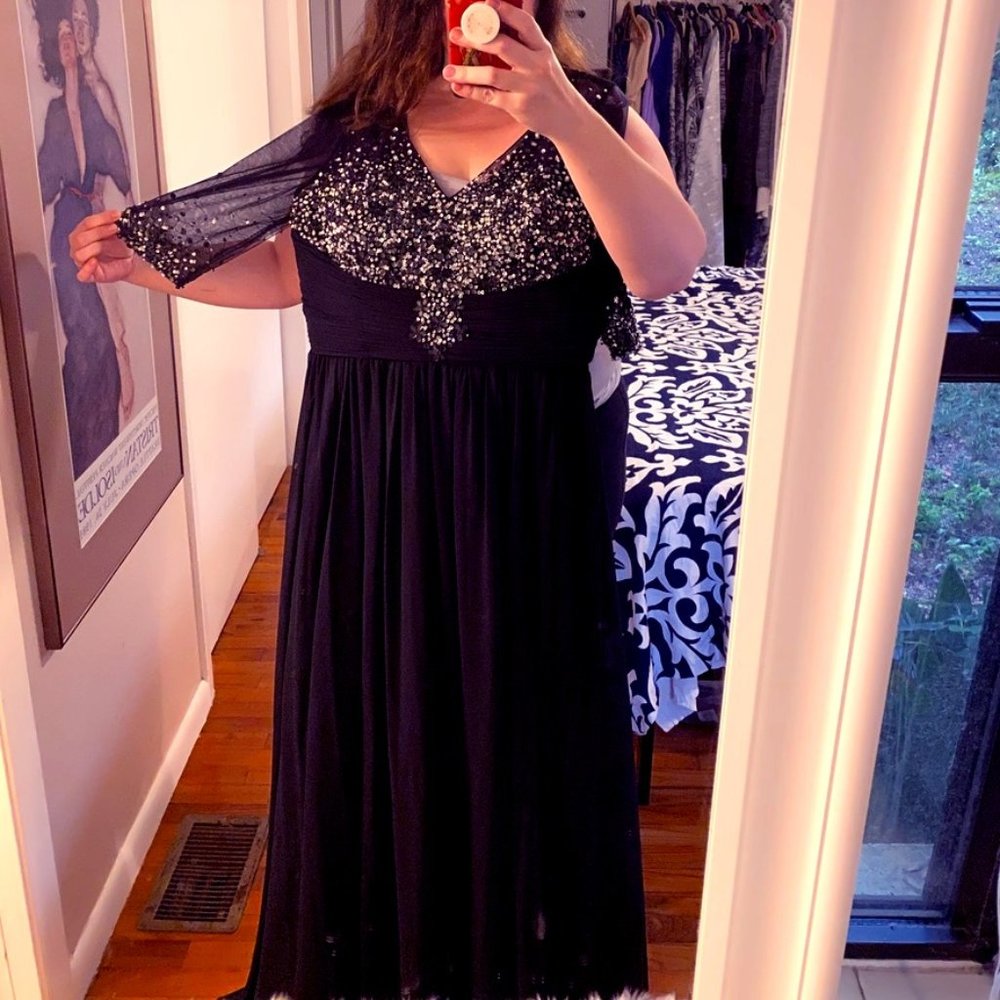 NWOT Black Beaded Gown by Dancing Queen XXXL Jr.